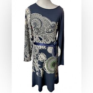 NWT DESIGUAL Medallion Long Sleeved Midi Dress Patterned Dress Rhinestones New